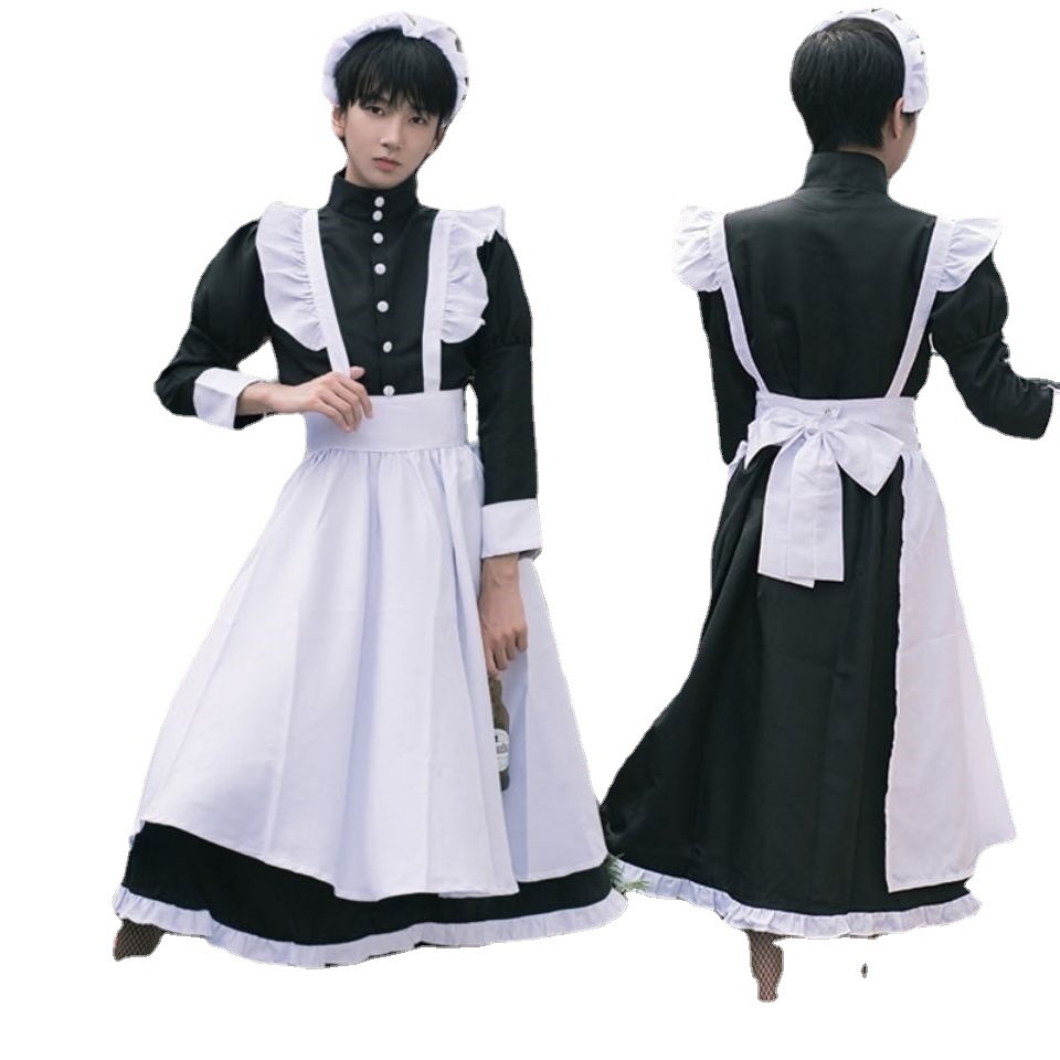 Maid Clothing Black Male cosplay Cute Japanese Style Lolita Dress Anime Maid Clothing Lori Women's Big Brother