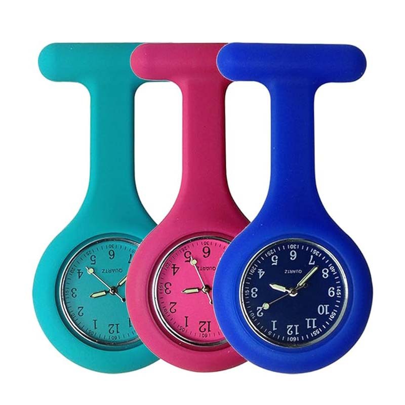 Manufacturer Wholesale Luminous Pointer Silicone Nurse Watch Nurse Hanging Watch Hospital Pin Nurse Chest Watch Color Dial