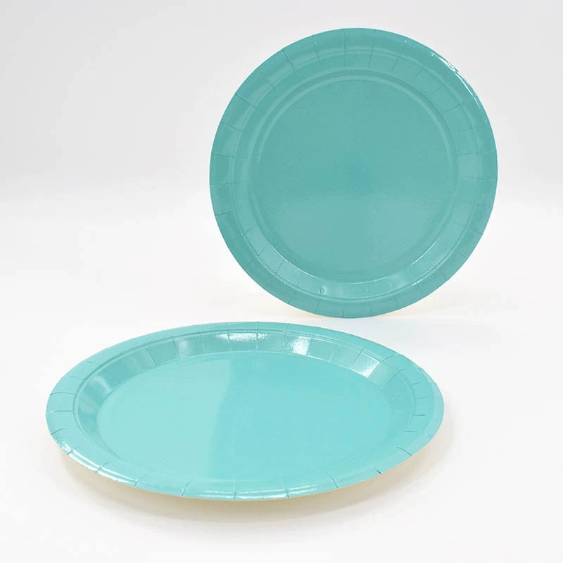 Factory direct disposable paper plate solid color cross-border party baby birthday party decoration disposable plate