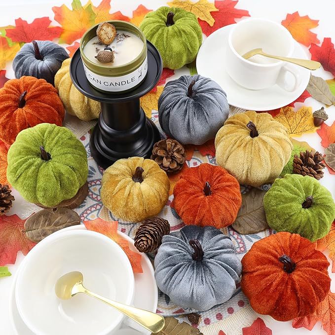Cross-Border Simulation Pumpkin Thanksgiving Halloween Autum Colorful Pumpkin Festival Decoration Fabric Pumpkin Velvet Pumpkin