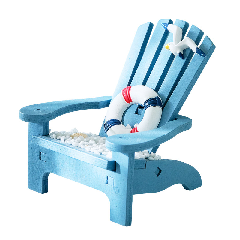 Cross-border Mediterranean Blue White Beach Chair Mini Decoration Desktop Ocean Home Micro Landscape Props Landscaping