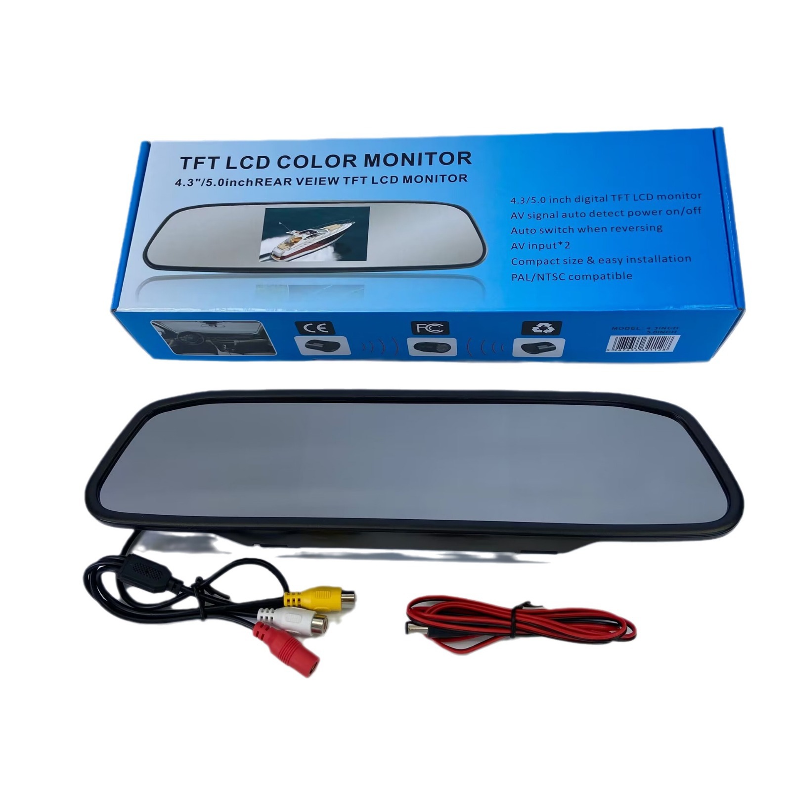 Hot sale New 4.3 inch rearview mirror display car HD LCD digital screen reversing priority DVD display