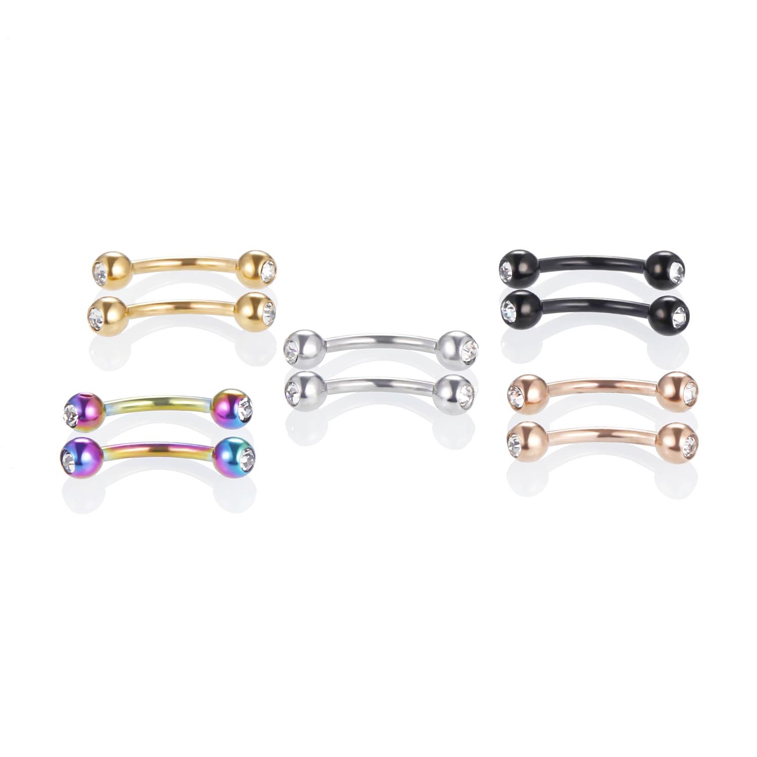 Stainless steel eyebrow nail color-preserving electroplated diamond stud earrings European and American puncture jewelry multi-color multi-size cross-border exclusive supply