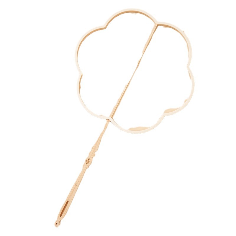 Ancient style round fan ring hollow handle ABS round special-shaped fan Chinese style embroidered embroidery fan bone fan rack DIY complex