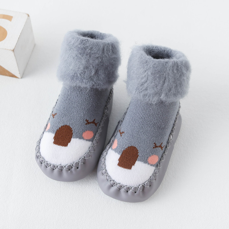 Baby shoes and socks soft bottom non-slip autumn and winter thickened fleece-lined warm socks newborn baby toddler socks shoes floor socks