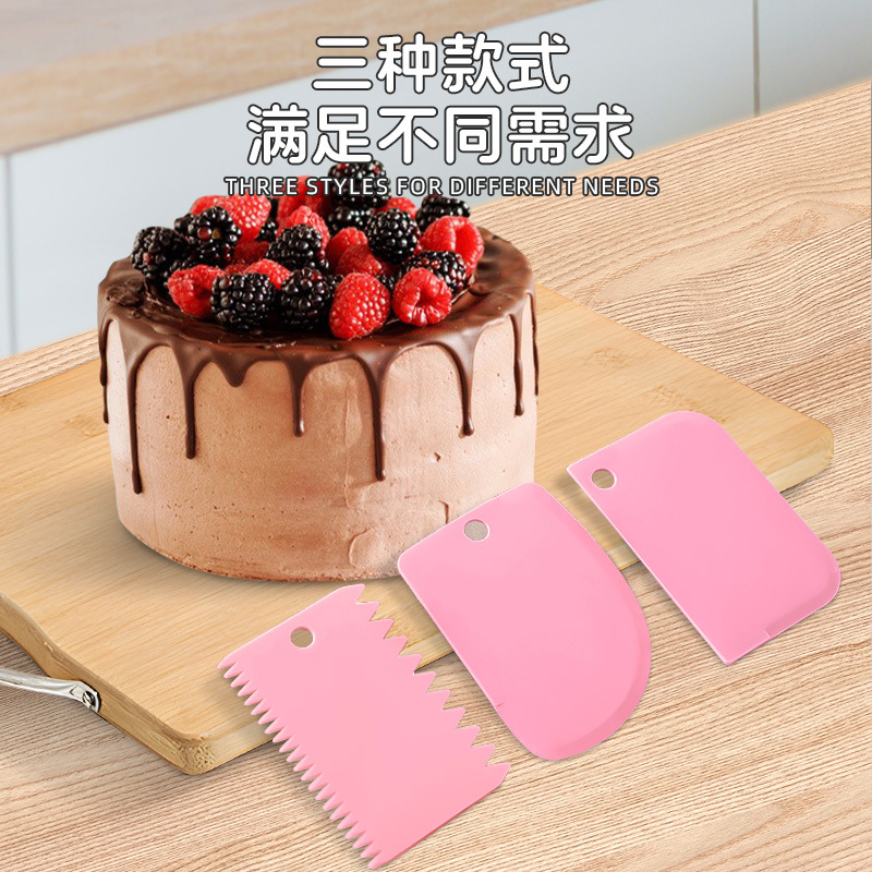 Baking cream scraper three-piece plastic noodle cutter PP cake cream scraper rice rolls scraper tooth scraper