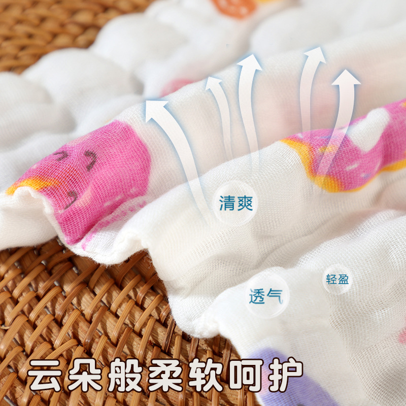 Six-layer cotton gauze small square towel class a 25*25 newborn wash square thickened bubble gauze printed saliva towel