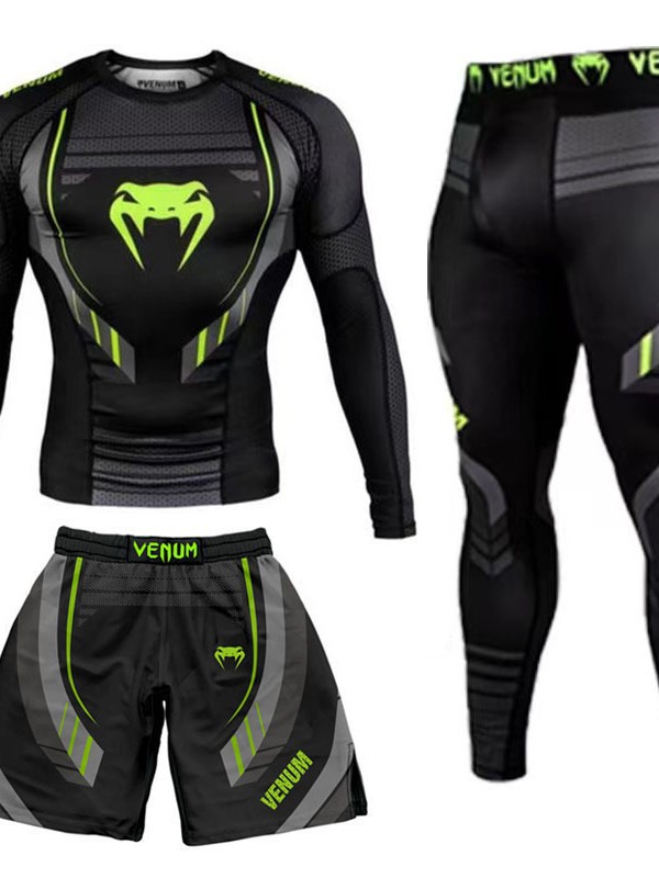 Sparring Training Suit Ufc Suit Men's Boxing Tight-Fitting Quick-Drying Clothing Muay Thai Fighting Venom 3-Piece Set Gym Fighting