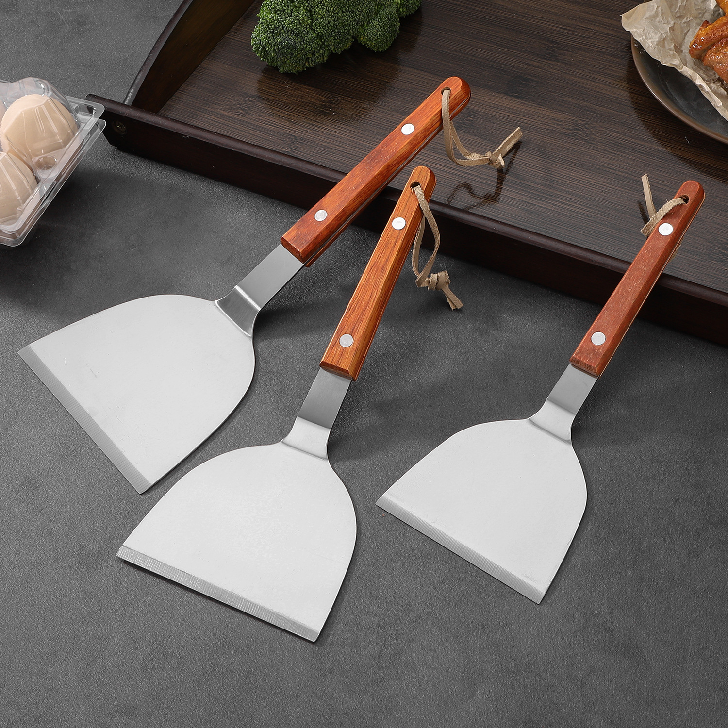 Baking Pancake Tools Stainless Steel Oil Pancake Pancake Pizza Flat Shovel Steak Grab Pancake small size Shovel Fish Shovel Cooking Shovel