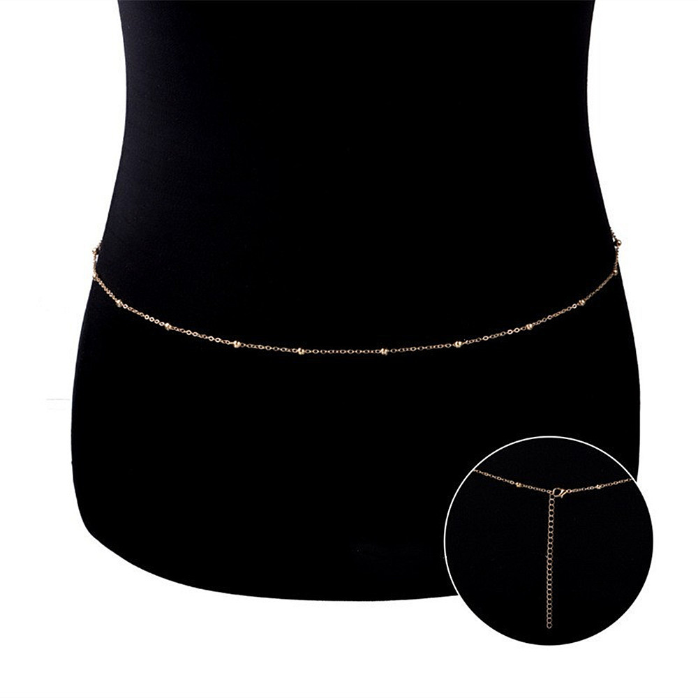 European and American cross-border sexy women's body chain summer beach casual metal jewelry simple clip ball bead waist chain