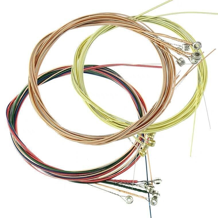 A Set of Guitar Strings, Folk Acoustic Guitar Universal Accessories, Colorfulful String Lines, One-String String Changing Tool, Complete Set]