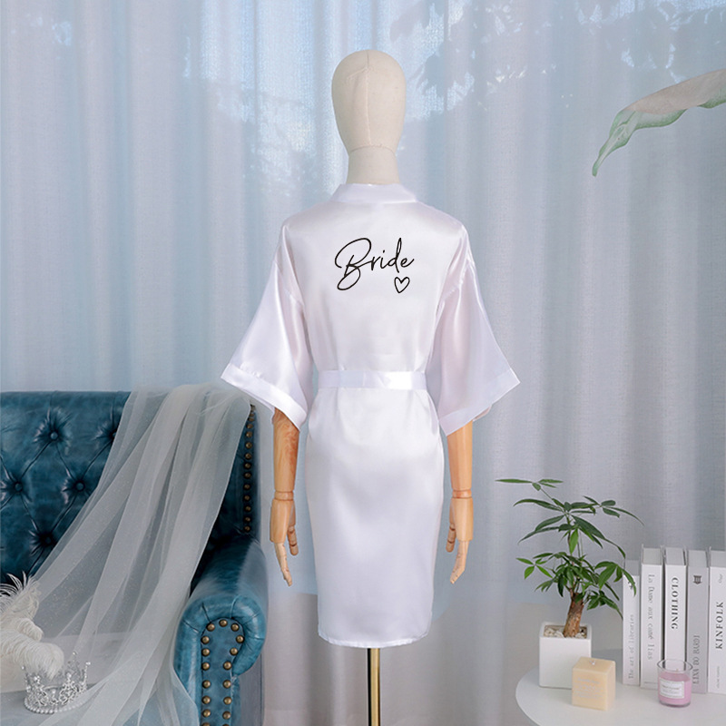 Europe and the United States cross-border bridal group morning gown women's nightgown wedding makeup wedding silk-like bathrobe