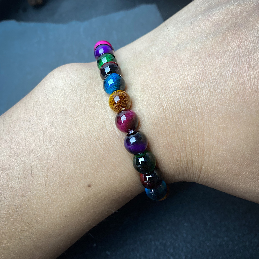 小渡饰品TEMU希音TK亚马逊爆款手链虎眼石爆款九件套蓝虎眼彩虎眼