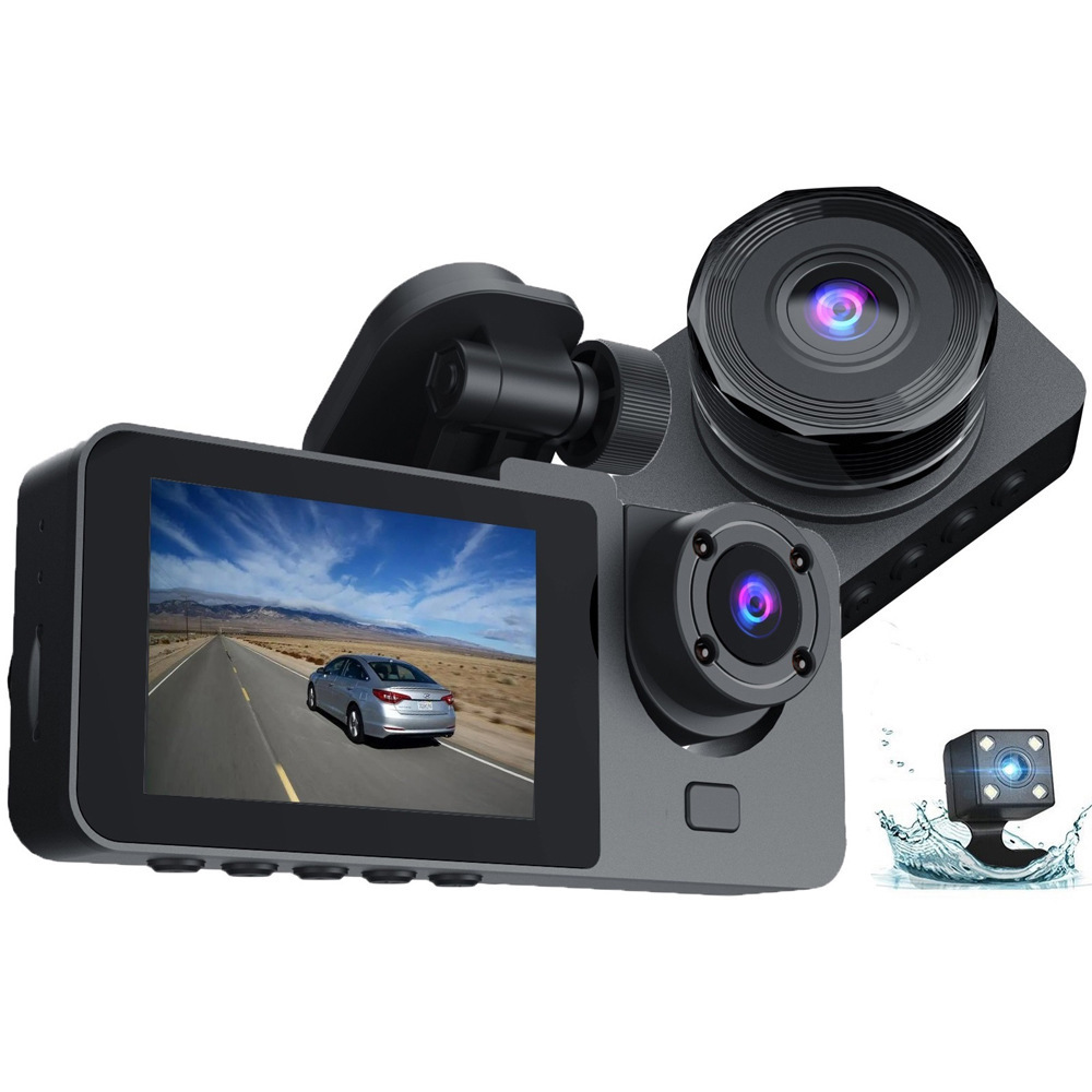 HD 1080P three-recording wifi driving recorder car dvr infrared night vision reversing image car monitoring
