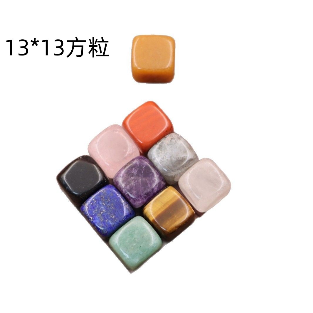 Natural Crystal Seven Color Stone Square Stone Polished Crystal Agate Sugar Small Ornaments Stone Spar