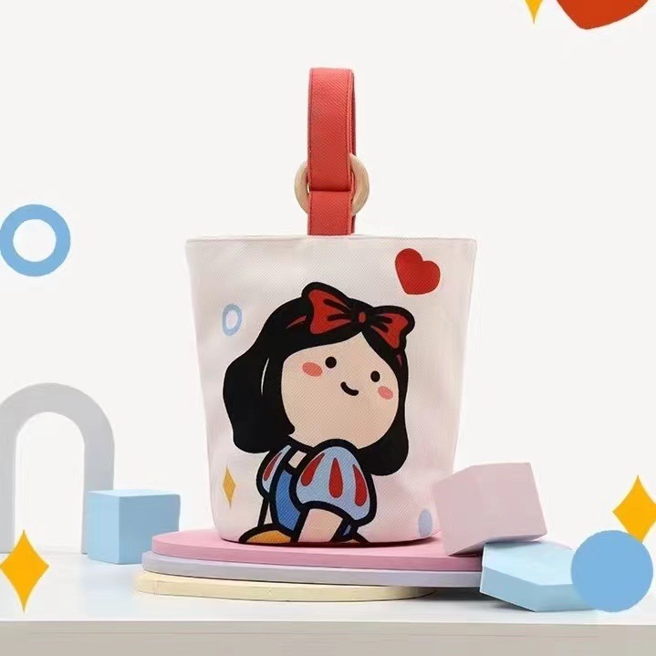 Office workers portable handbag canvas bucket bag cute bucket hand-carried lunch bag Baoma going out handbag