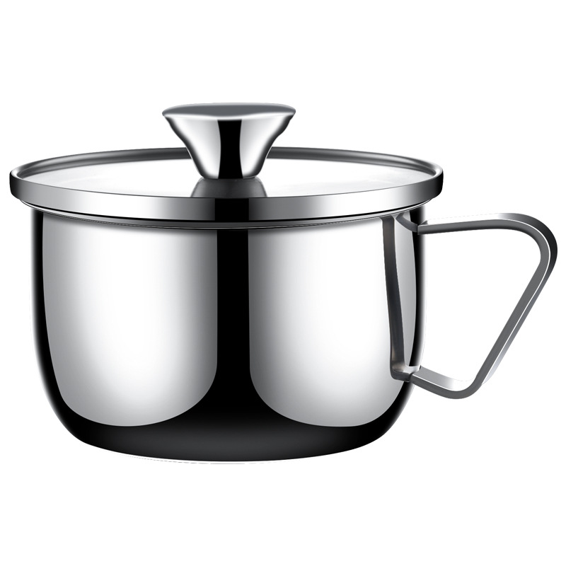 Thickened 304 Stainless Steel Breakfast Cup Food Grade Milk Cup with Lid Office Worker Student Instant Noodle Bowl Anti-Fall Cup
