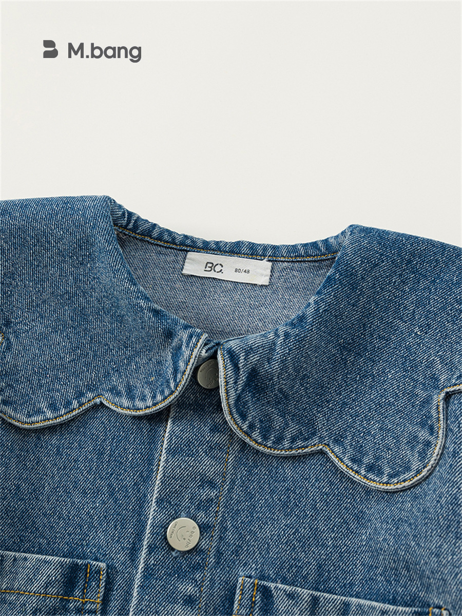 Youbao Kidsren's Clothing Korean Style Girls' Denim Jacket Spring & Fall Lace Collar Kidsren's Denim Jacket Top Casual Cardigan