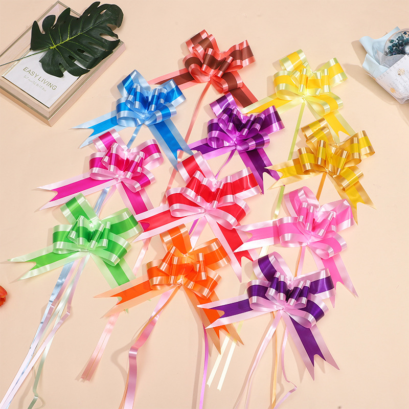 50# large gold edge bow hand flower wedding car decoration mirror door handle flower wholesale