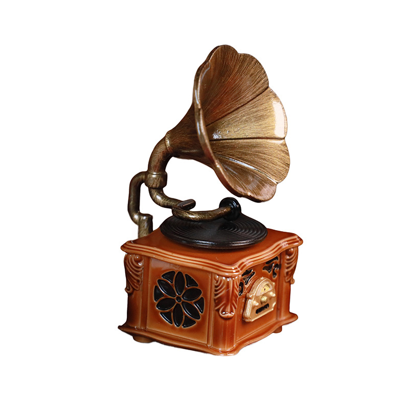 Simulation mini miniature phonograph with music children play house toy doll house ornaments food play landscape model