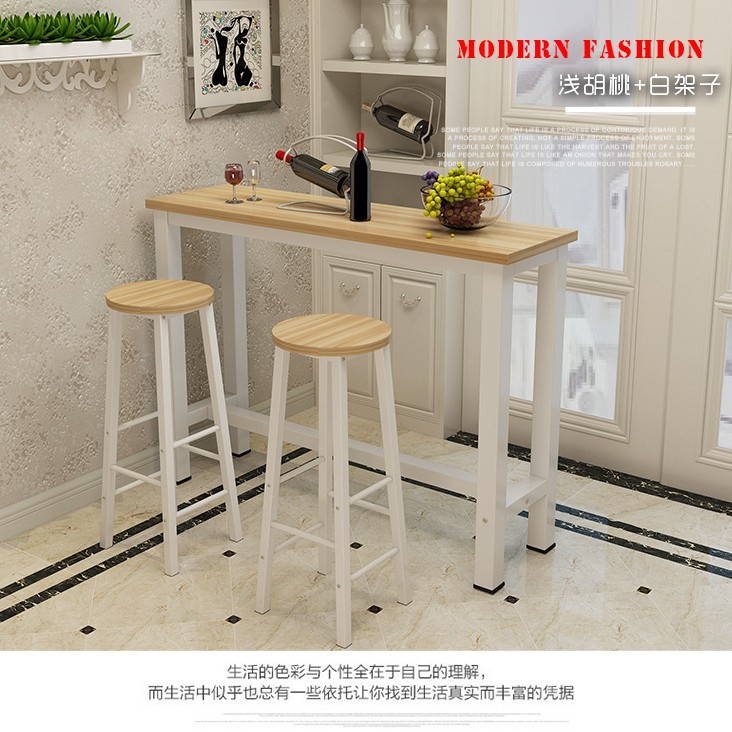 Современные столы и стулья для молочного чая, простой барный стол, стальной и деревянный длинный стол, балконный настенный барный стол