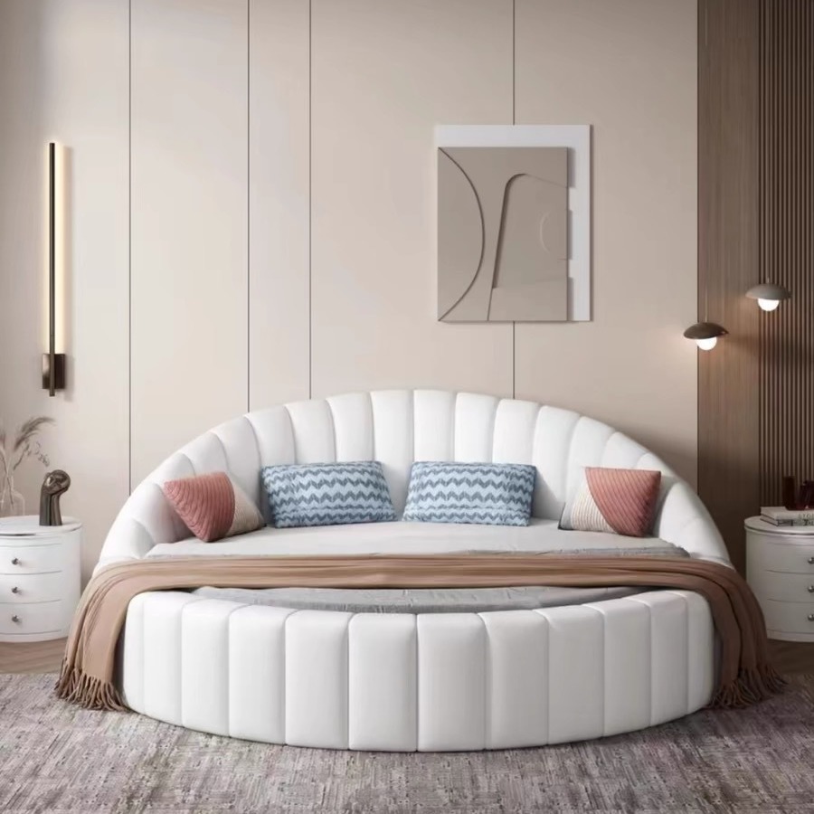 Round Bed Double Big Round Bed Hotel Hotel Big Round Bed Modern Simple European Style Couple Ins Internet Celebrity Princess Big Bed