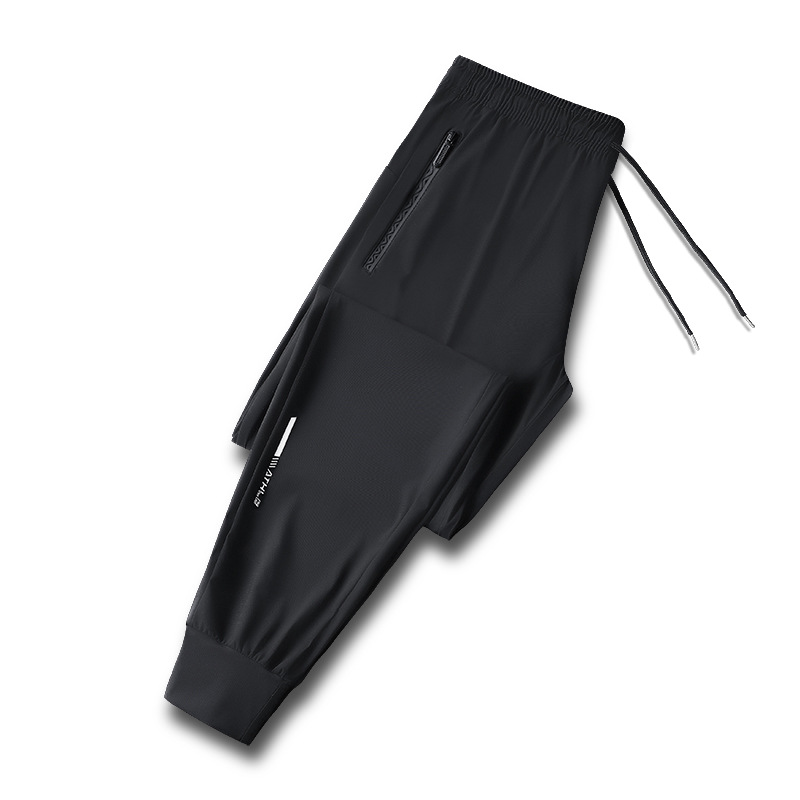Men's Ice Silk Pants Summer Stretch Thin Large Size Sports Pants Breathable Casual Loose Quick-drying Ice Silk Sports Pants