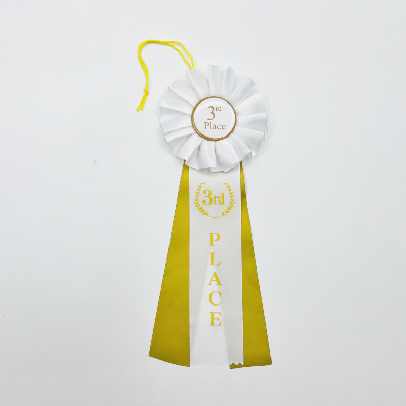 Satin Ribbon Badge, Satin Ribbon Tinplate Badge, Universal Badge, Flower Medal, 1 2 3 Corsage