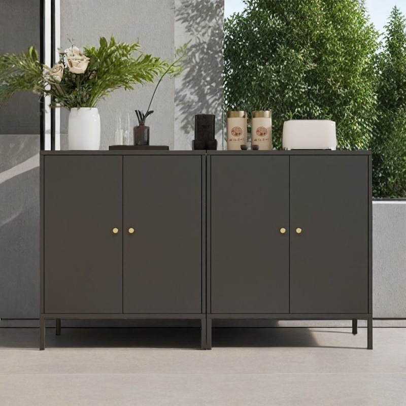 Wine Cabinet, Tea Cabinet, Iron Cabinet, Iron Art Sideboard, Double-Door Iron Cabinet, Floor-Standing European-Style Simple Storage Cabinet