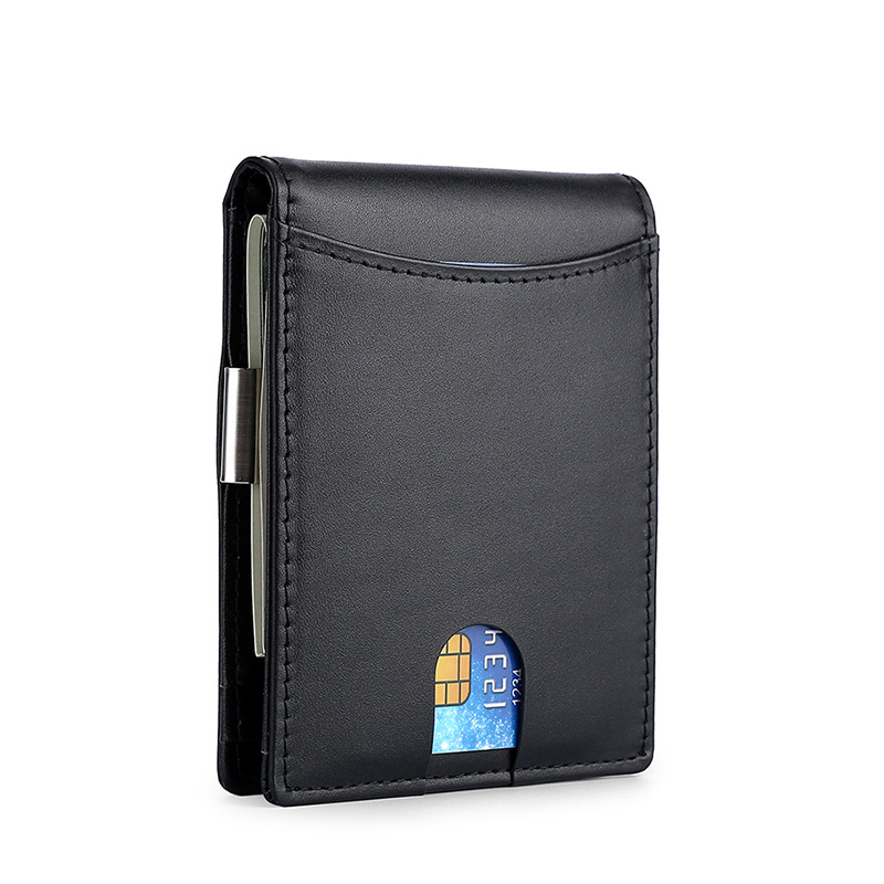 Custom foreign trade leather men's wallet metal dollar wallet RFID anti-theft card clip Amazon explosion factory