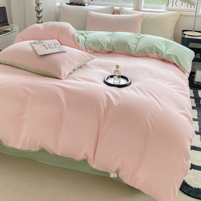 24 New Super Soft Cloud Cotton Pure Color Double Four-Piece Set