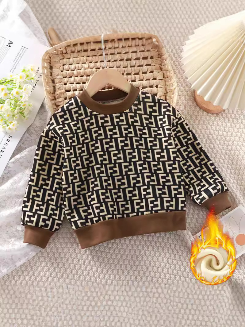 Children's Velvet T-Shirts, Autumn and Winter Boys' Thickeneded Baby Sweaters, Girls' Warm Sweatshirts, Clothing, Kidsren's Clothing Wholesale