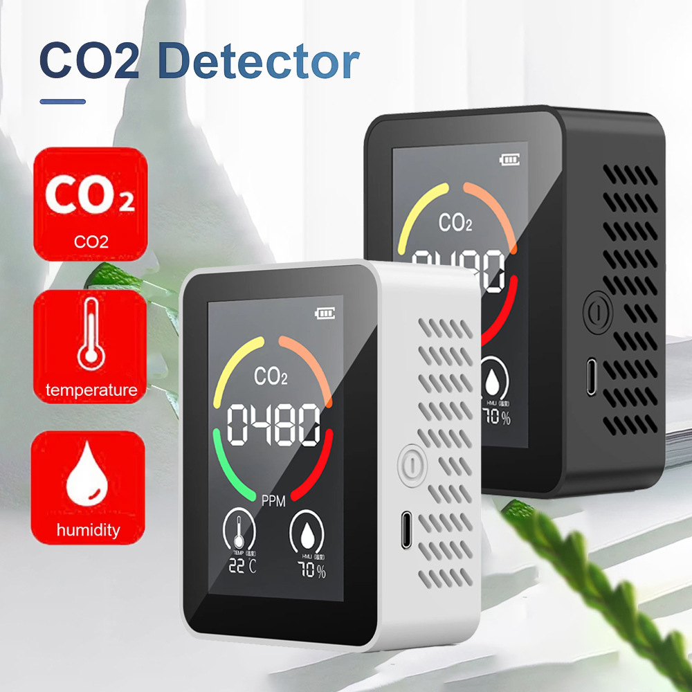 Обновленный классический кросс-бордер 3-в-1 Обнаружение углекислого газа Внутреннее обнаружение CO2 Температура и влажность 2.8 дюймовый LCD экран