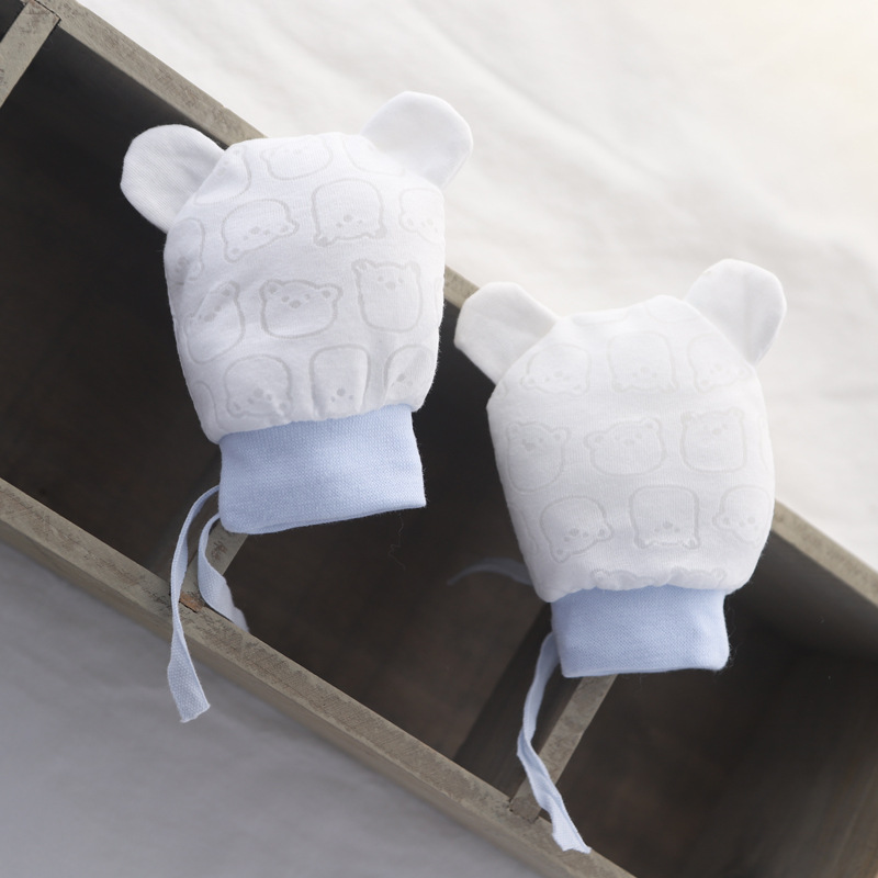 Baby's Anti-scratch Mesh Cotton Gloves Summer Thin Breathable Cool Flower Drawstring Lace-up Baby's Adjustable Gloves
