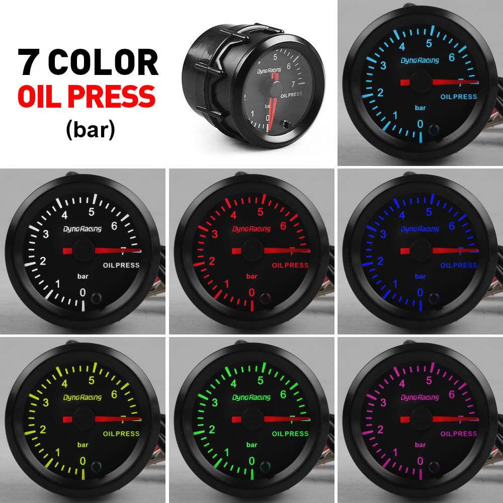 12V car modified oil pressure gauge 52MM colorful high-speed stepper motor racing special instrument 0-7bar