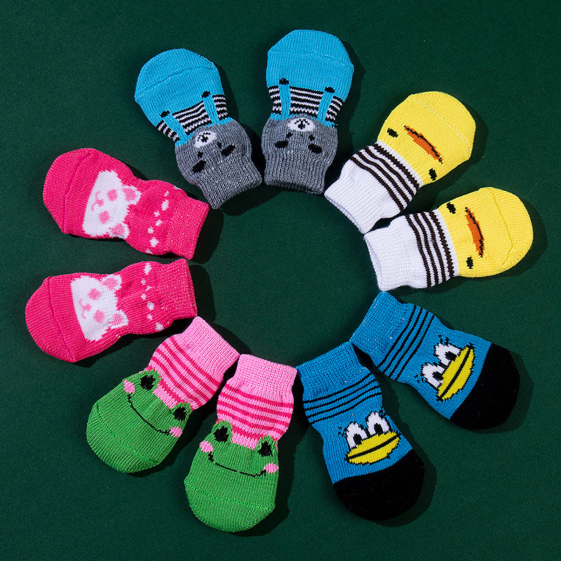 Pet socks high quality non-slip bottom dog foot cover dog socks Teddy dog Corgi cat supplies 4 Pack wholesale