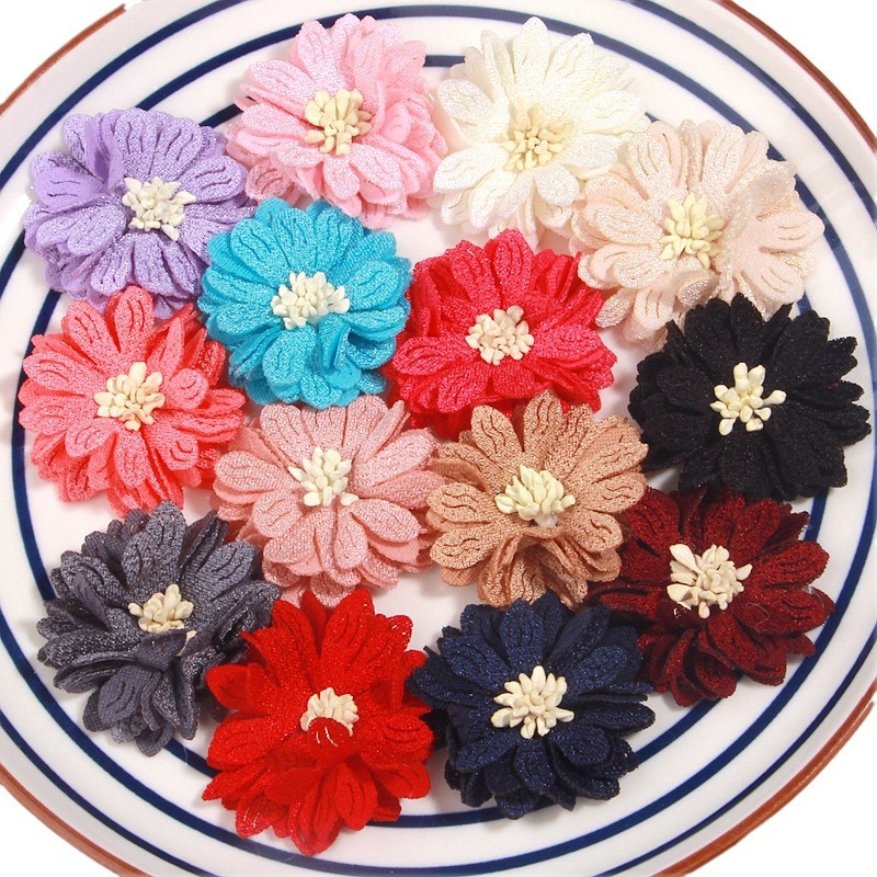 Fabric Flower Accessories Pearl Hemp Petal Flower Core DIY Clothing Apparel Flower Hat Shoe Flower Decorative Flower