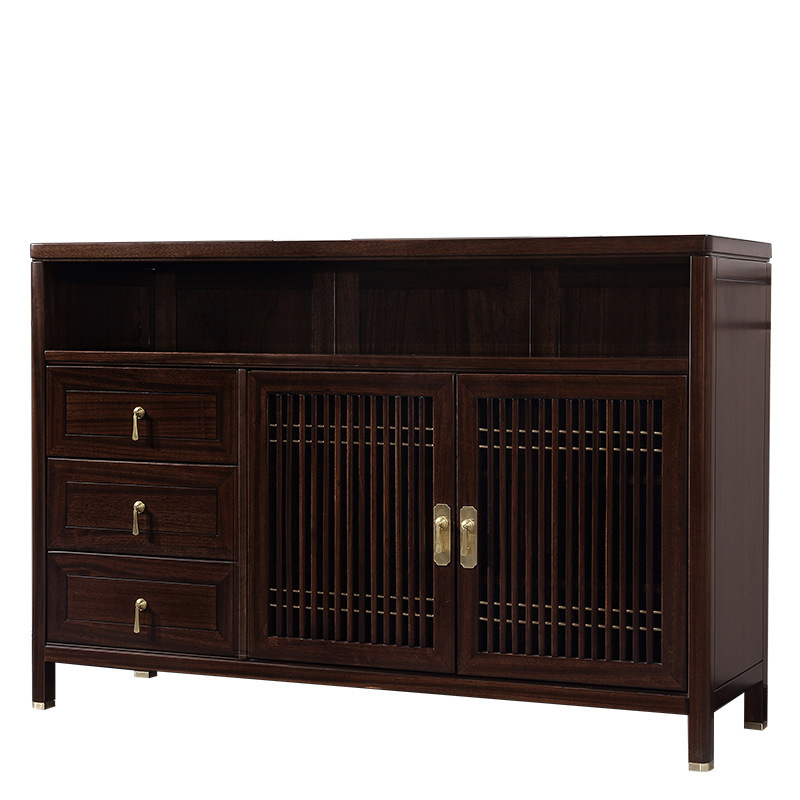 New Chinese Style Sideboard, Modern Simple Wine Cabinet, Entrance Cabinet Storage Rack, All Solid Wood Tea Cabinet, Black Sandalwood Furniture