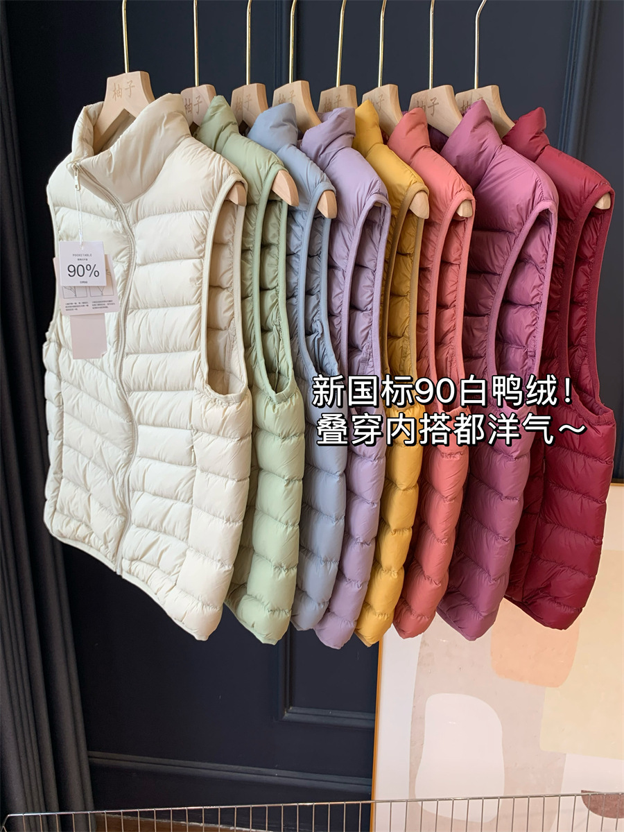 Cross-border micro-business 90 white duck down chubby girl plus size women's 2024 winter light down vest vest vest export