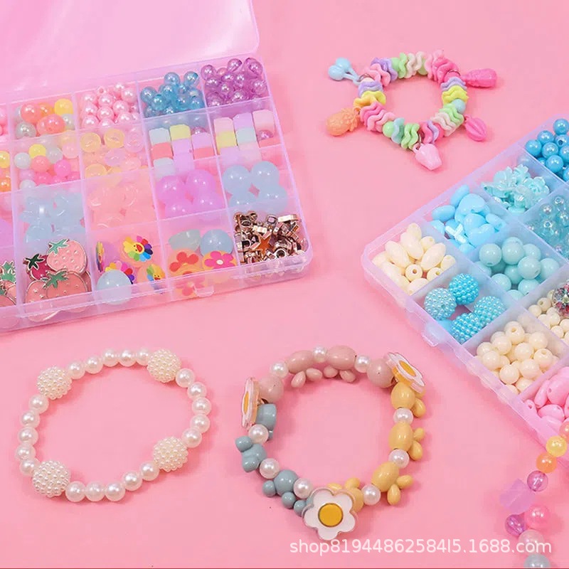 Beaded Kidsren's Toys Girls Handmade DIY Material Package Girls Necklace Bracelet Jewelry Wear Beads Puzzle