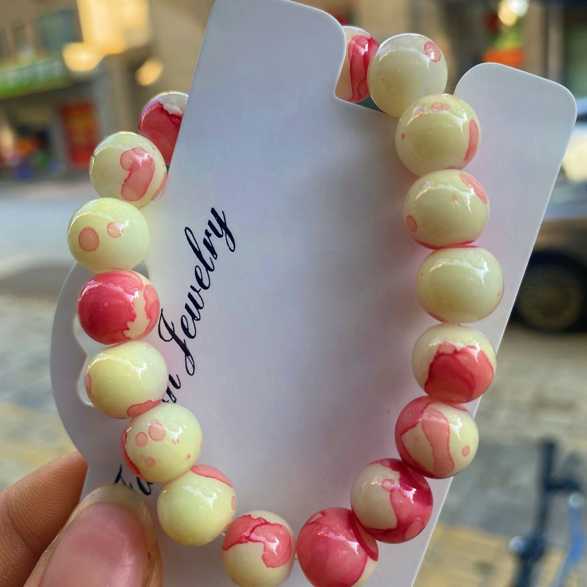 Xiaohongshu Blue and White Porcelain Color Matching Popular Jingdezhen Ceramic Bracelet Blue and White Porcelain Bracelet Blessing Gift Box Wholesale