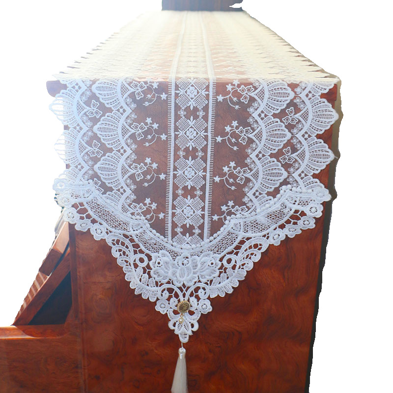 European-Style Light Luxury White Lace Chest of Drawers Shoe Cabinet Dressing Table Dust Cover Fabric Tv Cabinet Coffee Table Dining Table J^