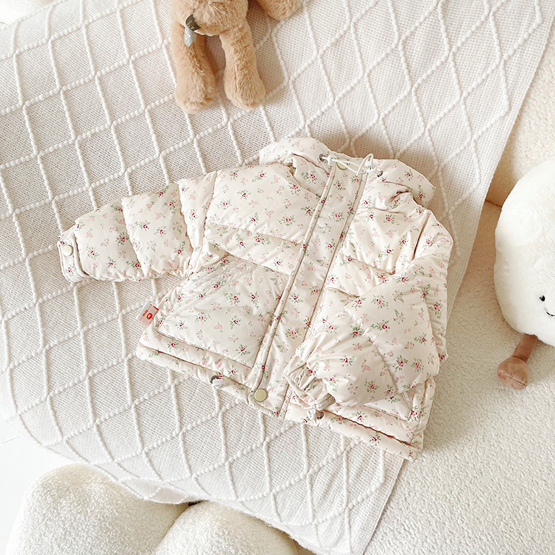 Children's down Jacket 2024 Winter New Girls down Jacket New National Standard 90 White Duck down Baby Girl Floral Jacket Wholesale