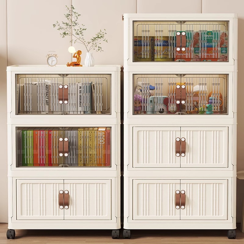 Folding Cabinet Double Door Storage Cabinet Large Capacity Bedroom Baby Wardrobe Plastic Installation-Free Floor Cabinet
