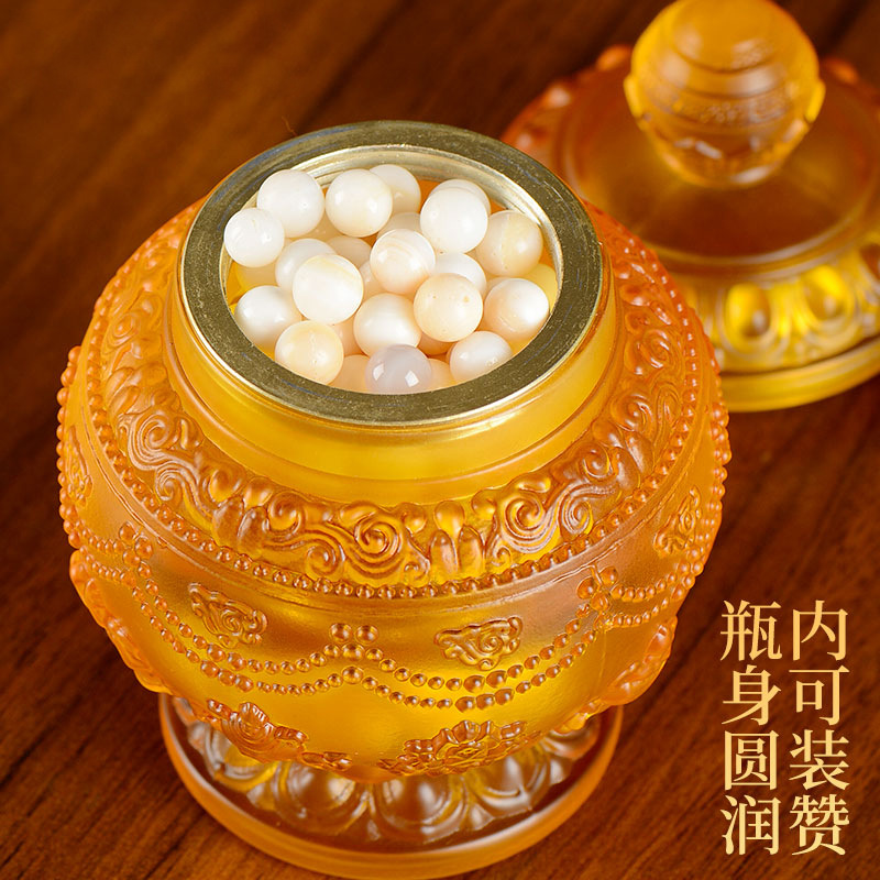 Treasure Bottle of the God of Wealth Buddha Pre-offering Glass Modern Eight Auspicious Ornaments Supplies Seven Treasure Bottle Supplies