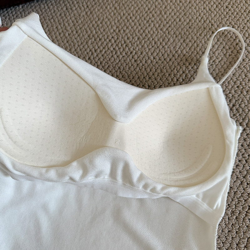 Upgraded Clothes Hanger with Simple Style Solid Color Camisole Latex Chest Pad Korean Style Ins Base Outer Wear Top for Women