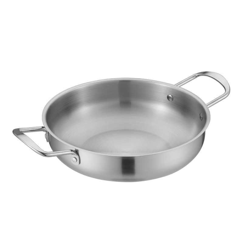 Cross-border Stainless Steel Seafood Pot Binaural Flat-bottom Dry Pot Fried Chicken Fries Crayfish Plate Korean-style Golden Lamian Noodles Pot