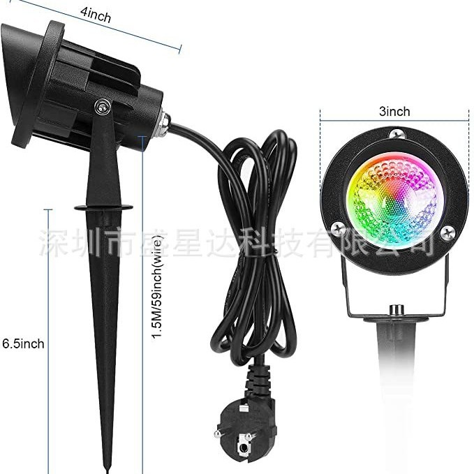 10W RGB floor light colorful remote control floodlight outdoor waterproof landscape spotlight RGB lawn light