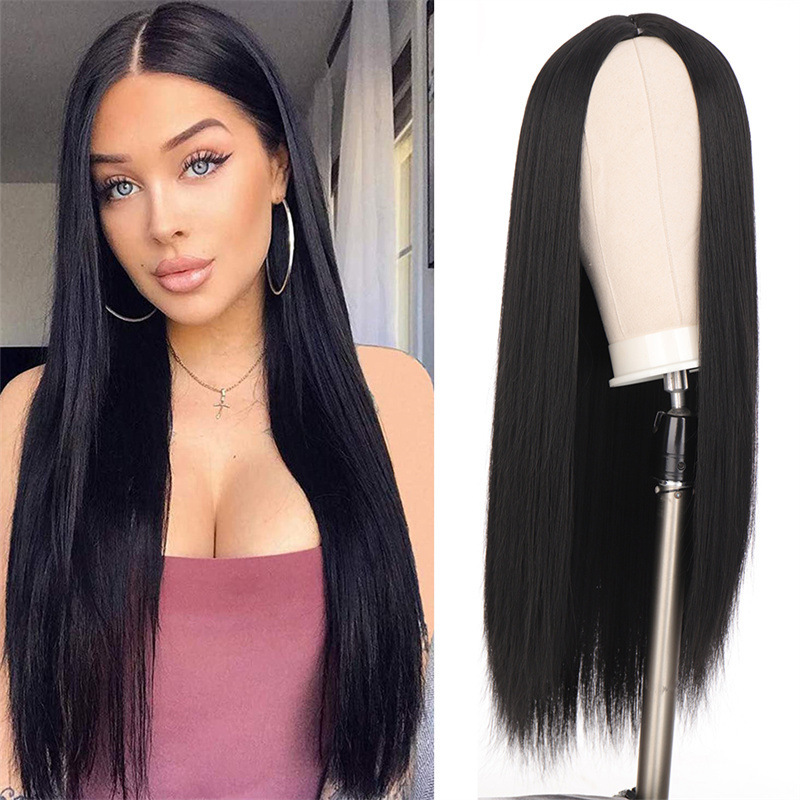 Aliexpress New Product Cross-Border Amazon European and American New Style Medium Parted Long Straight Hair Wig Women's Full Head Wig