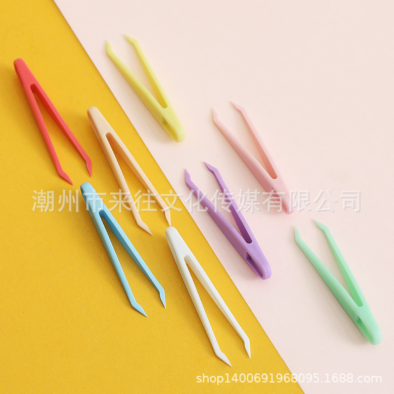 6cm Stationery Tweezers Mini Cartoon Tweezers Plastic Color Clips Guka Accessories Tools Handbook Handmade